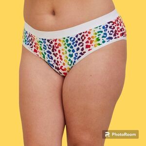 6X 30W Large Torrid White Rainbow Leopard Cotton Mid Rise Cheeky Panty Pride Cat